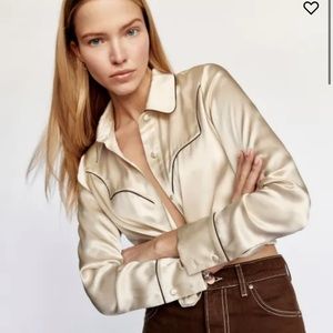 reformation walter silk top size 2 nwt